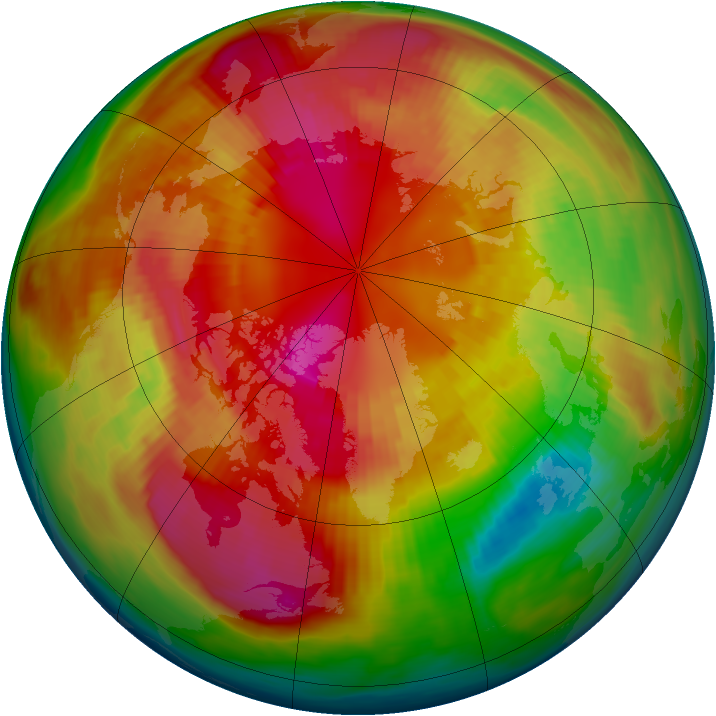 Arctic ozone map for 29 February 1980